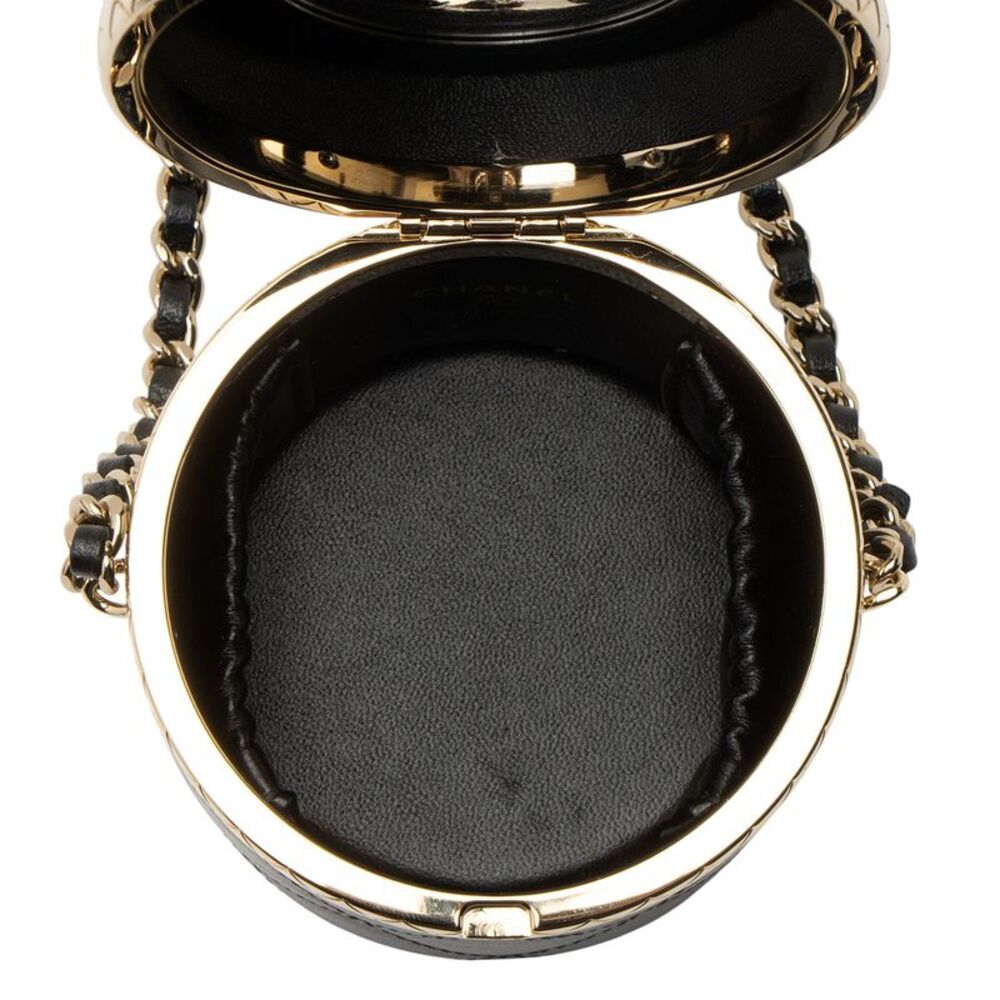 Chanel Lambskin Lock Frame Round Mini Vanity Case with Chain - Picture 7 of 11